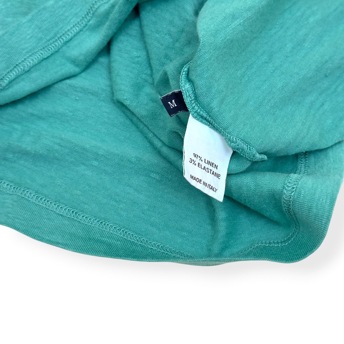 THOM SWEENEY LINEN POLO TEAL M | Medium, Teal