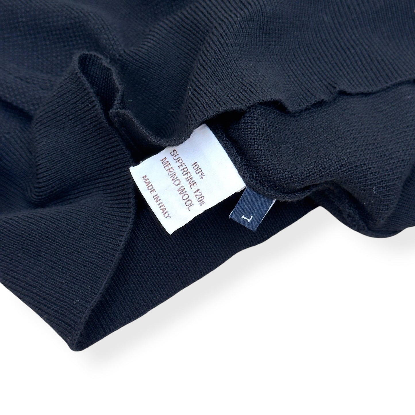THOM SWEENEY MERINO WOOL KNITTED POLO BLACK L | Large, Black