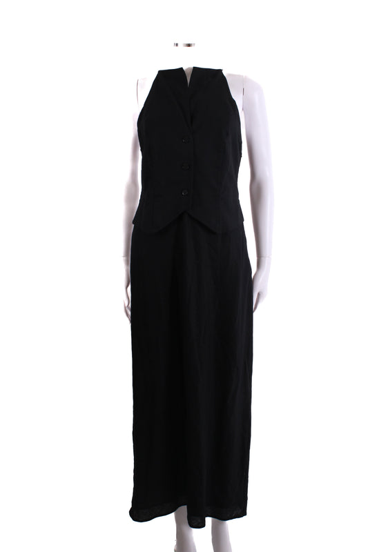 Rixo S/S Waistcoat Dress Black 10 | O/S, Black