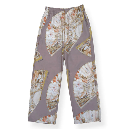 ACNE STUDIOS FAN PRINT WIDE LEG TROUSERS BEIGE SIZE 50 / L | Large, Beige