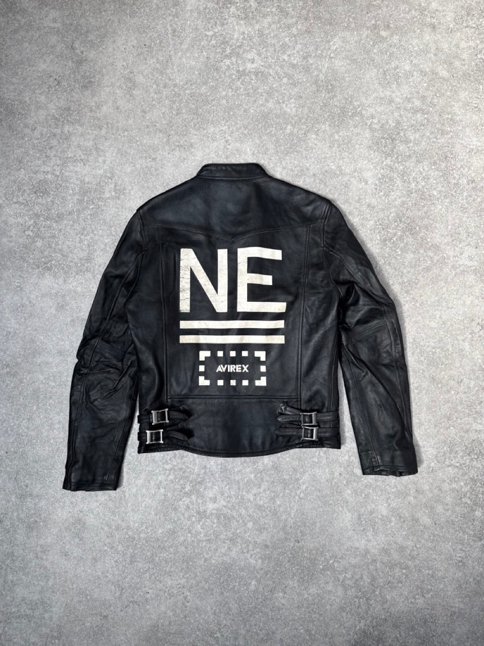 Avirex Asymmetrical Zip 'NE' Black Leather Jacket