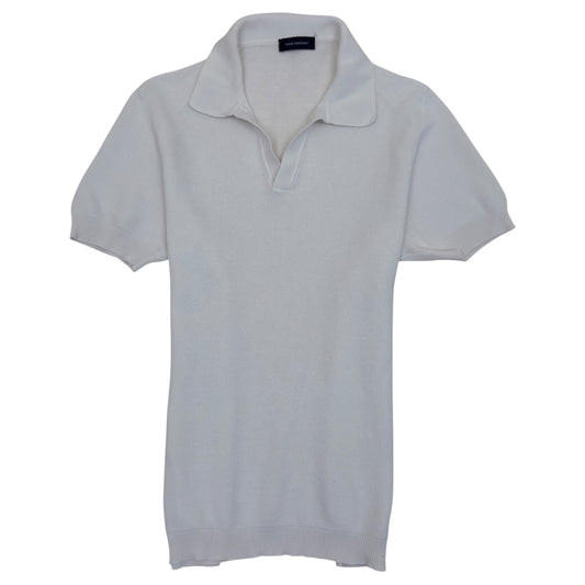 THOM SWEENEY LINEN KNITTED POLO WHITE L | Large, White