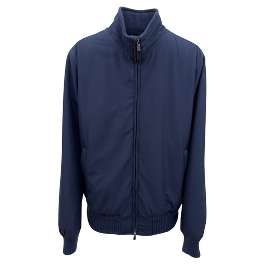 THOM SWEENEY WOOL CASHMERE ZIP BOMBER NAVY 52 / L | Large, Navy