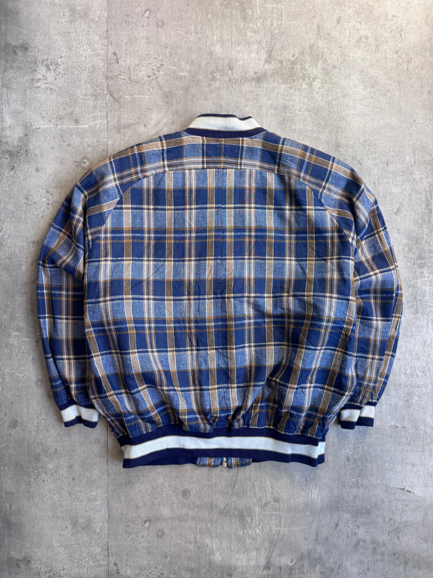 Issey Miyake Hai Sporting Gear Blue Tartan Bomber Jacket