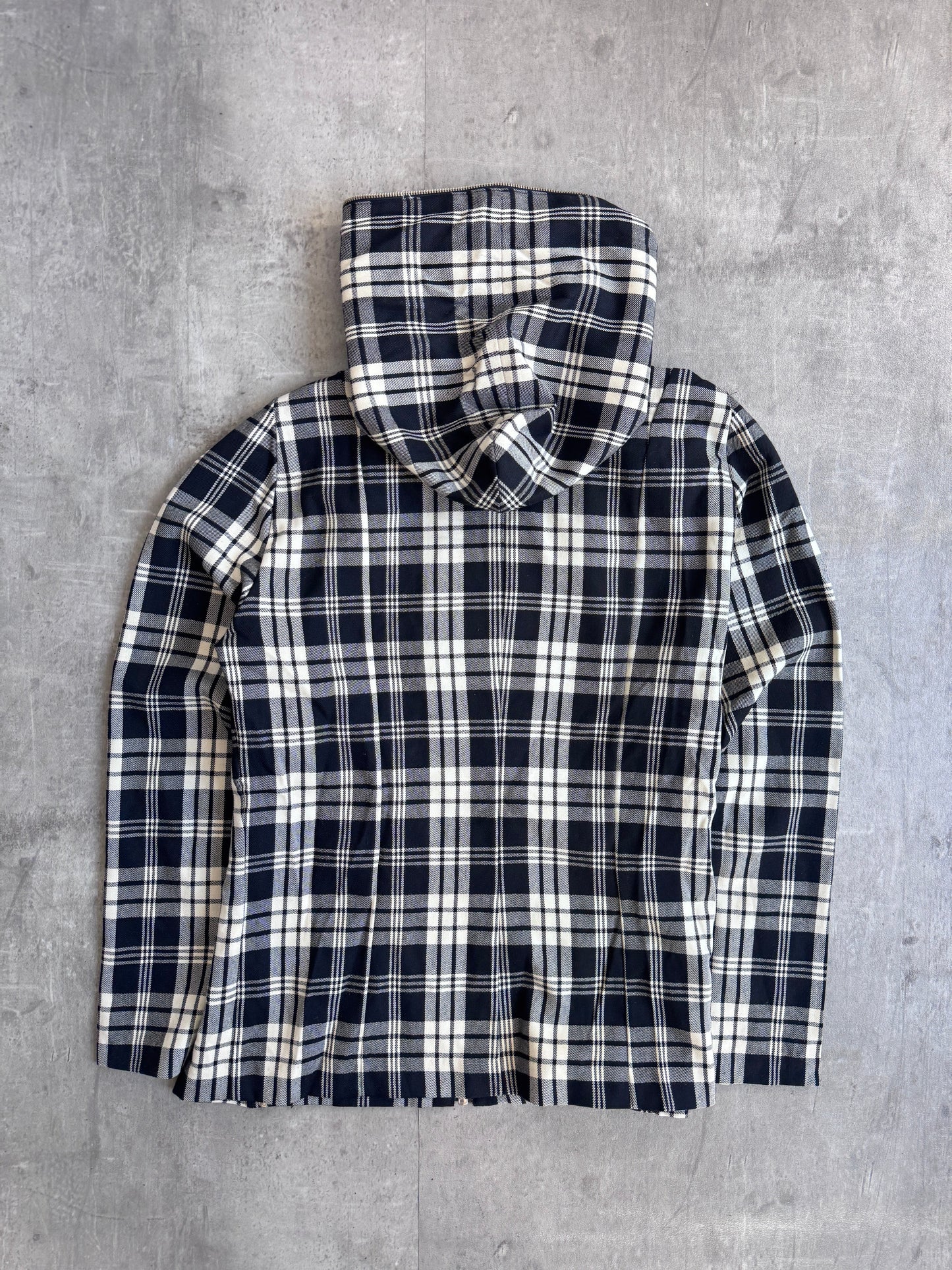 Issey Miyake Check Full Zip Hooded Lightweight Jacket