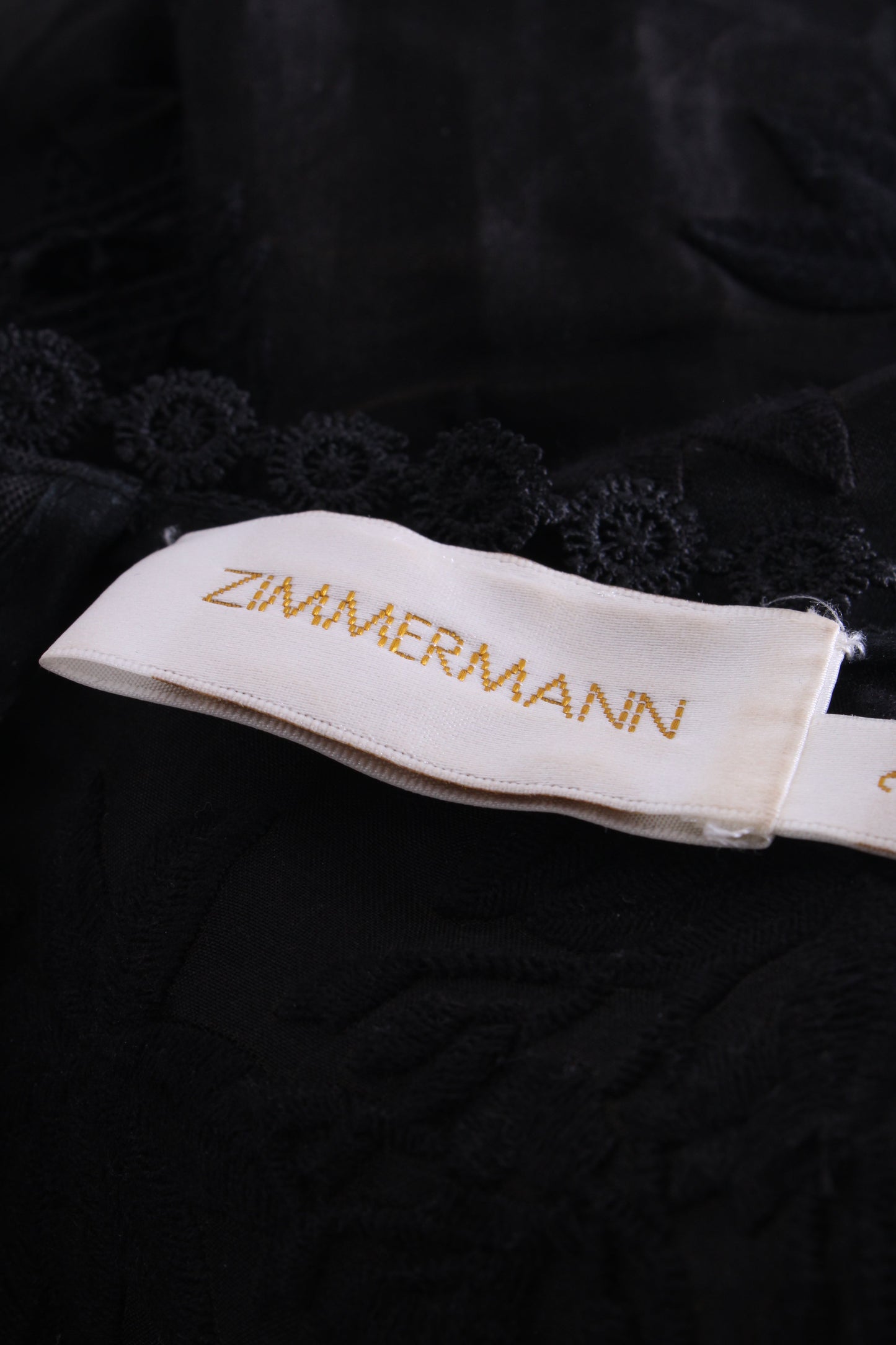 Zimmermann L/S Lace Trim Peplum Blouse Black 14 | O/S, Black