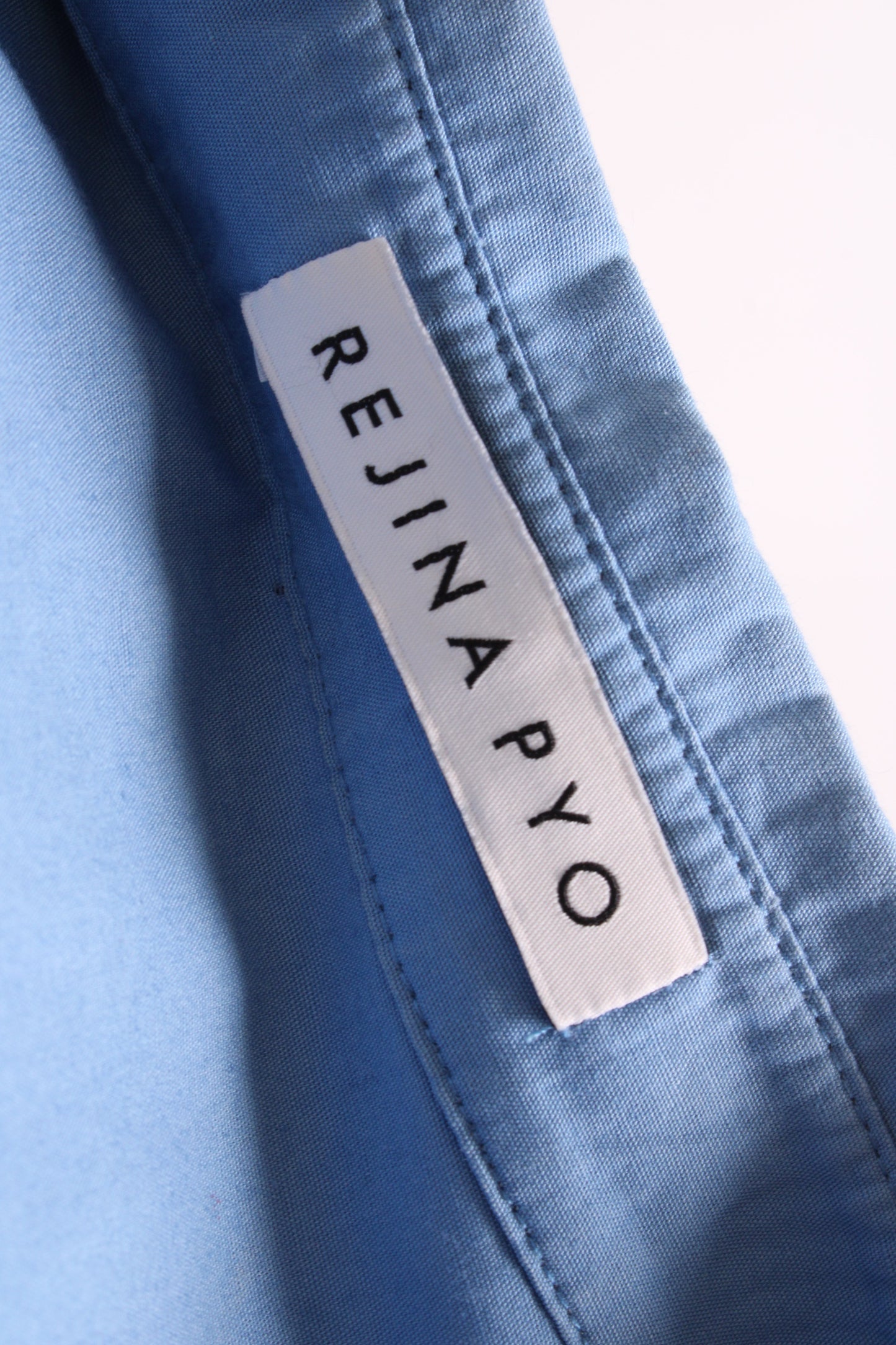 Rejina Pyo L/S Gathered Waist Shirt Blue M | Medium, Blue