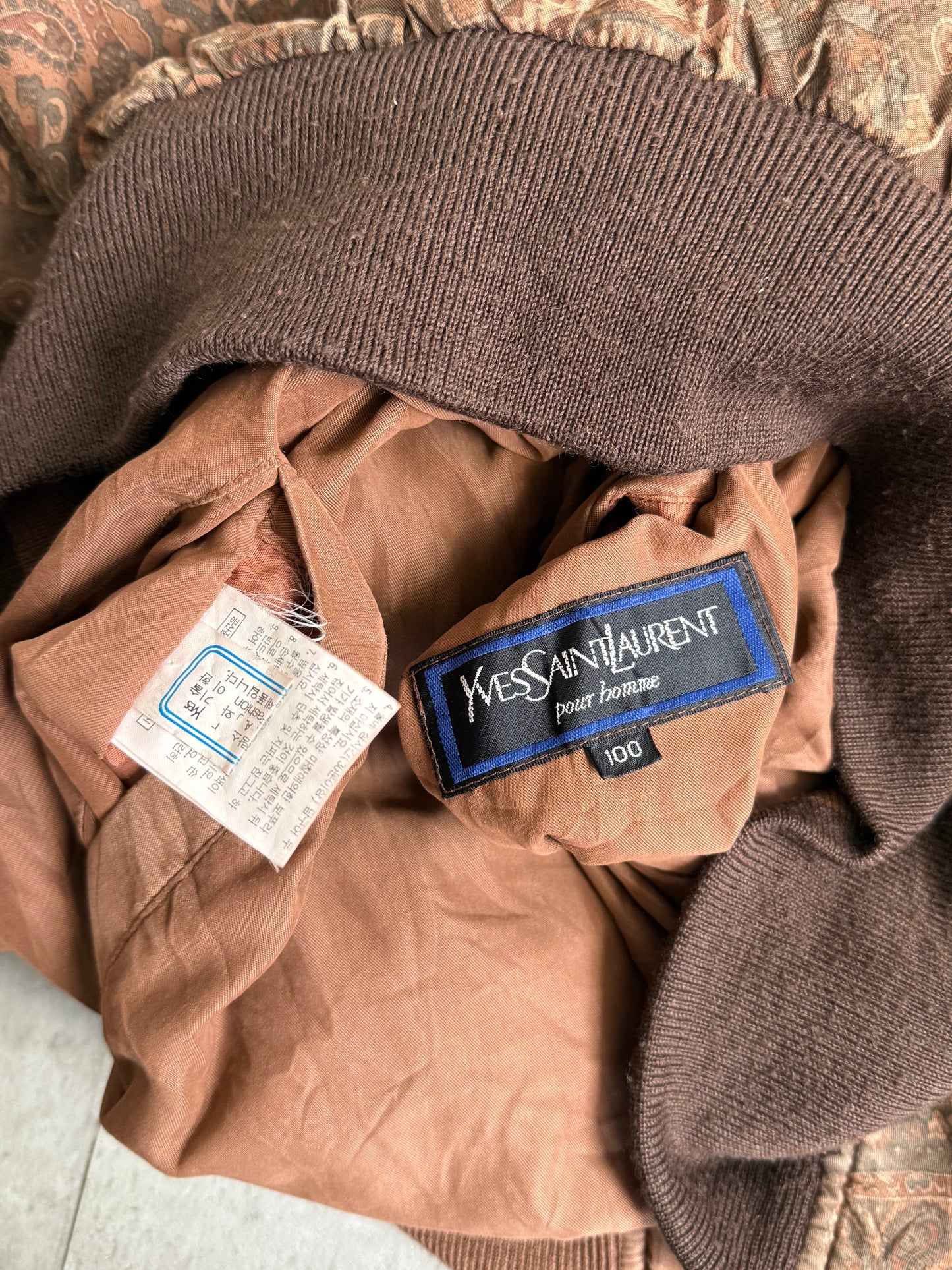 YSL Paisely Print Brown Reversible Bomber Jacket