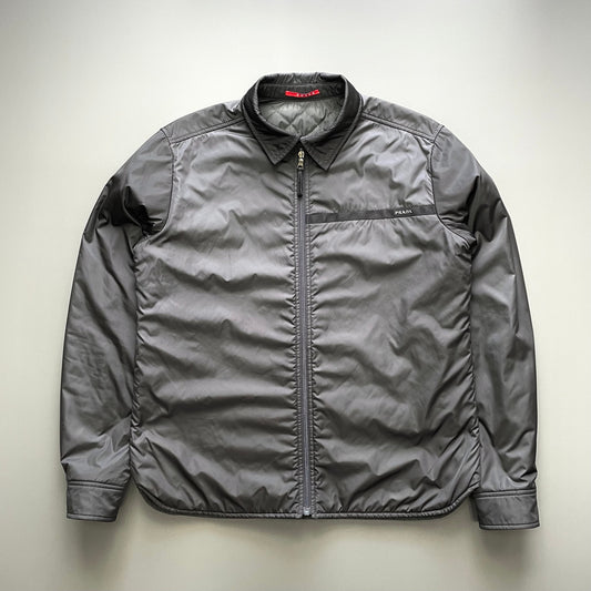 Prada Sport Grey 2007 Quilt Padded Nylon Overshirt Jacket | X-Large, Grey