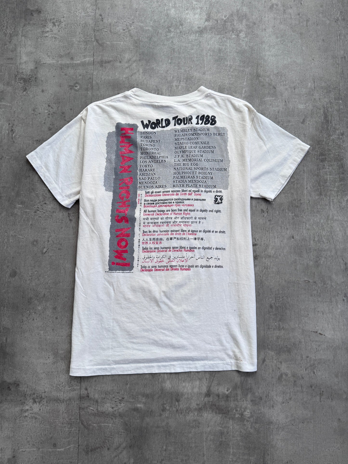 1988 Human Rights Now! World Tour Single Stitch Tee