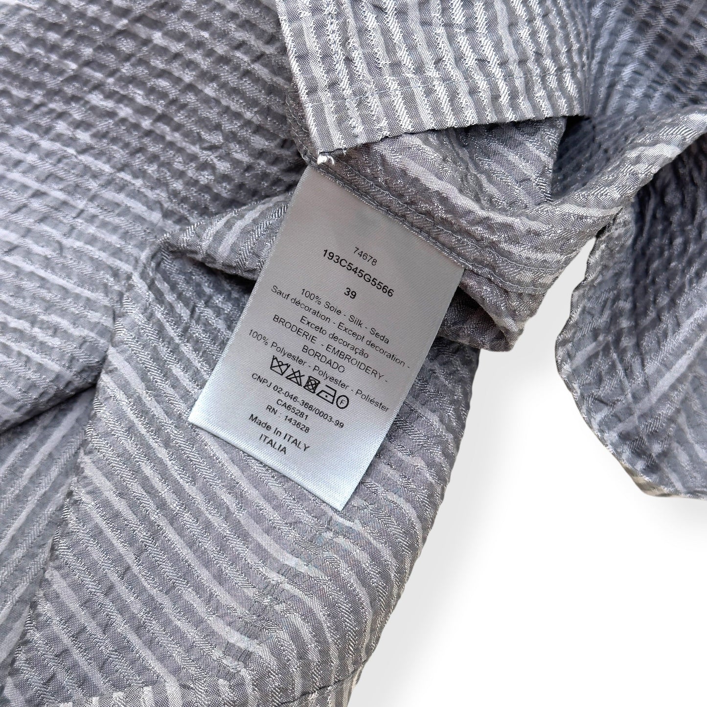 DIOR LOGO EMBROIDERED STRIPED SILK-BLEND SHIRT GREY 39 / M | Medium, Grey