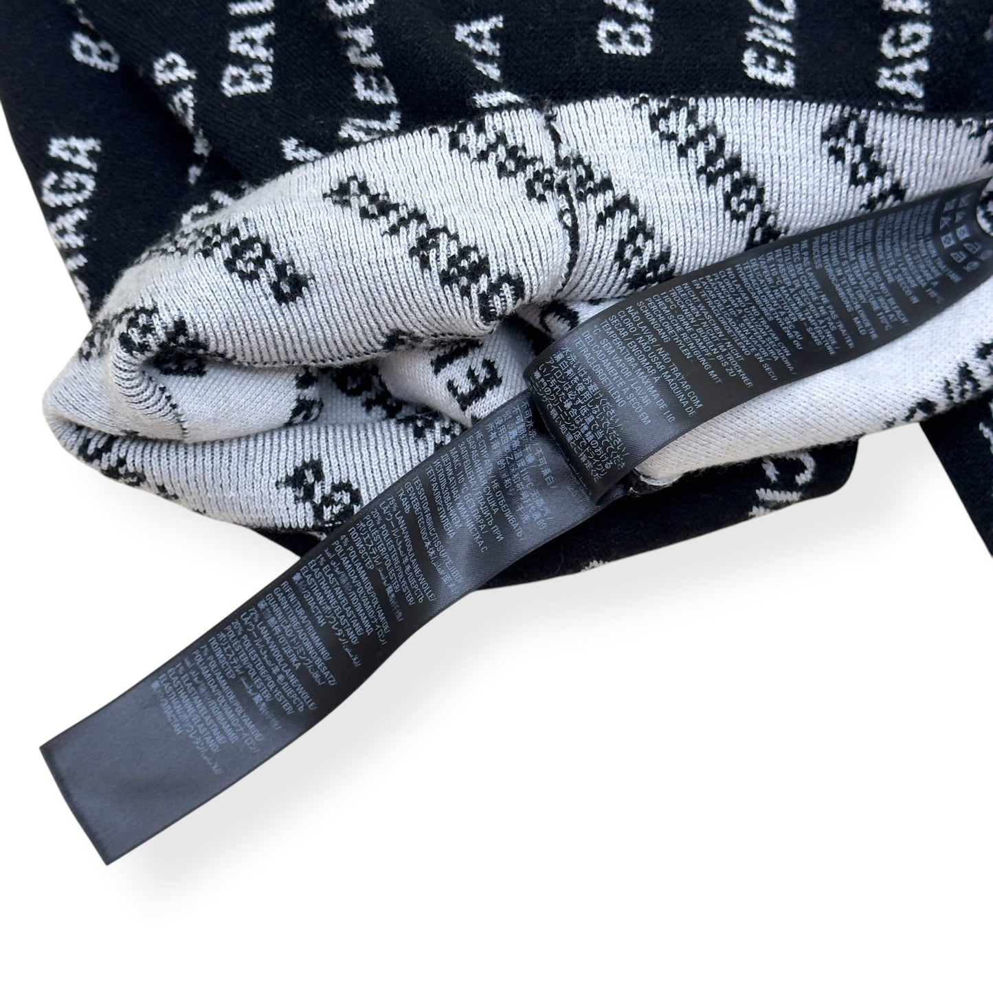 BALENCIAGA OVERSIZED ALLOVER LOGO KNIT SWEATSHIRT BLACK / WHITE S | Small, Black