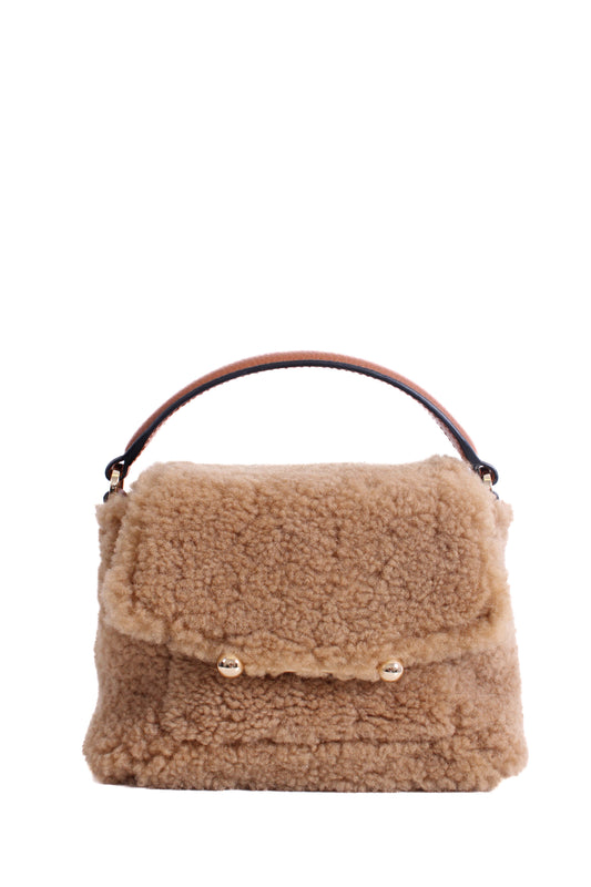 Strathberry Shearling Mosaic Nano Bag Tan | O/S, Tan