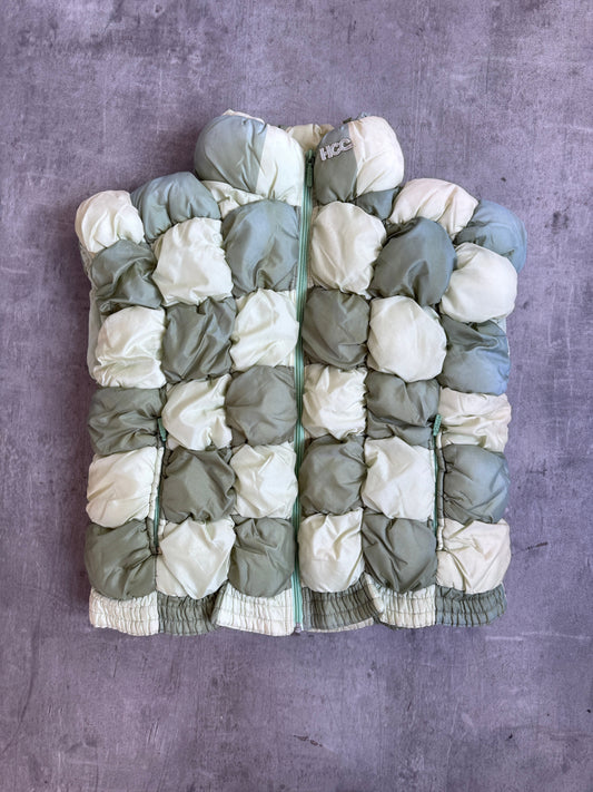 Henri Charles Colsenet Green Colourblock Patchwork Puffer Gilet