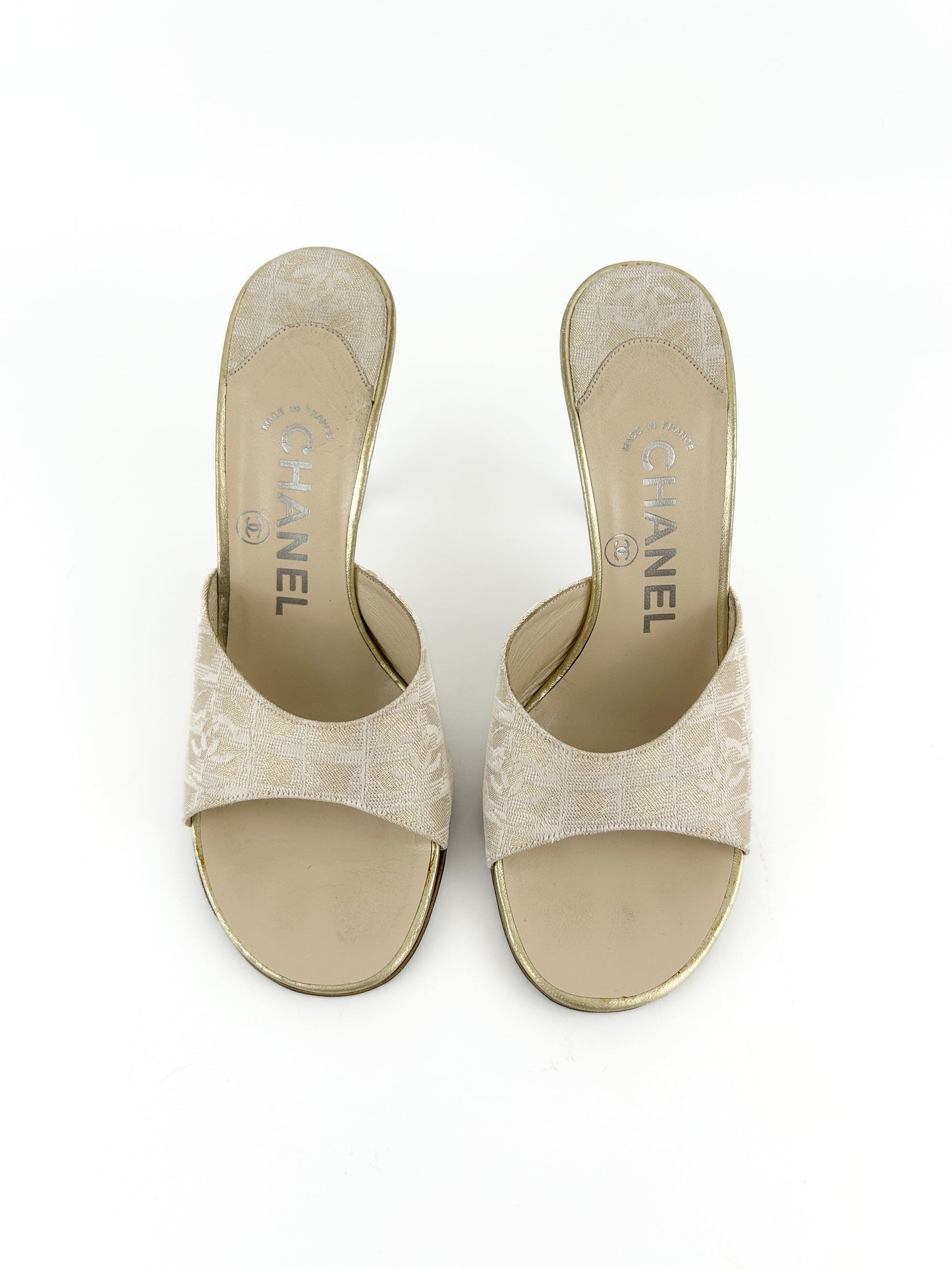 Vintage Chanel Travel Line Champagne Gold Heels | DEFAULT TITLE, Gold