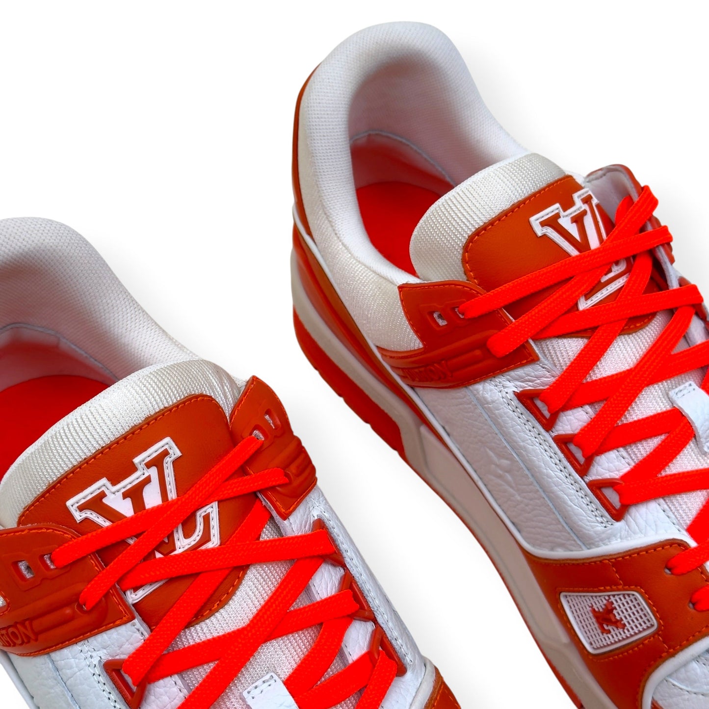 LOUIS VUITTON LEATHER LV TRAINER ORANGE / WHITE UK11 | UK 11, Orange