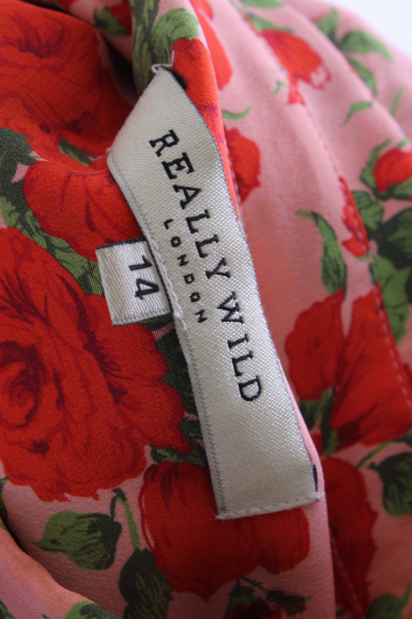 Really Wild London S/S Rose Print Tunic Pink/ Red 14 | O/S, Multicoloured