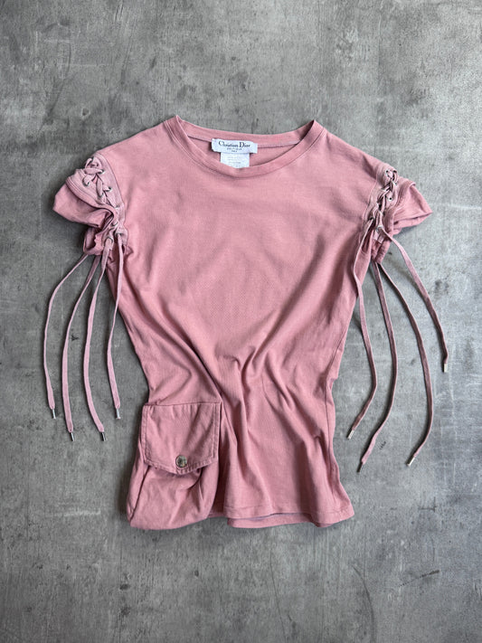 Christain Dior S/S 2004 Rose Pink Lace Detail Tee