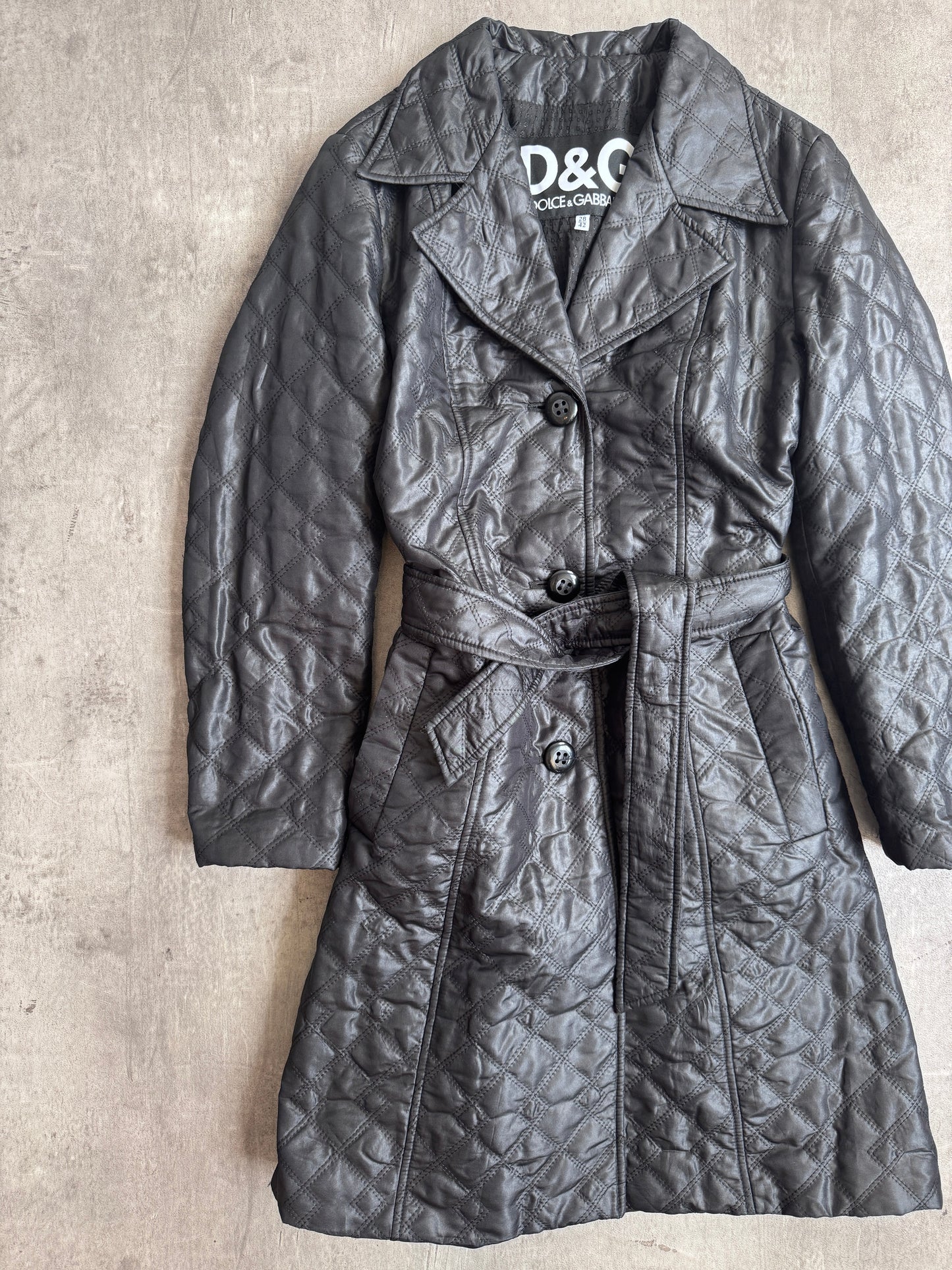 2000's Dolce & Gabanna Lightweight Quilted Belted Trench