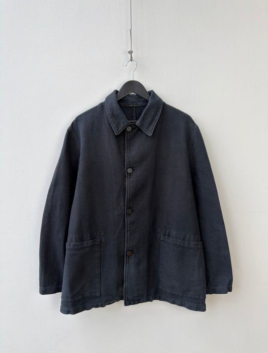 C.P. Company Navy Cotton Linen Button Workwear Jacket | O/S, Navy