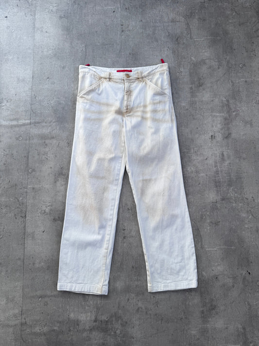 Prada Cream Printed Denim Straight Leg Jeans