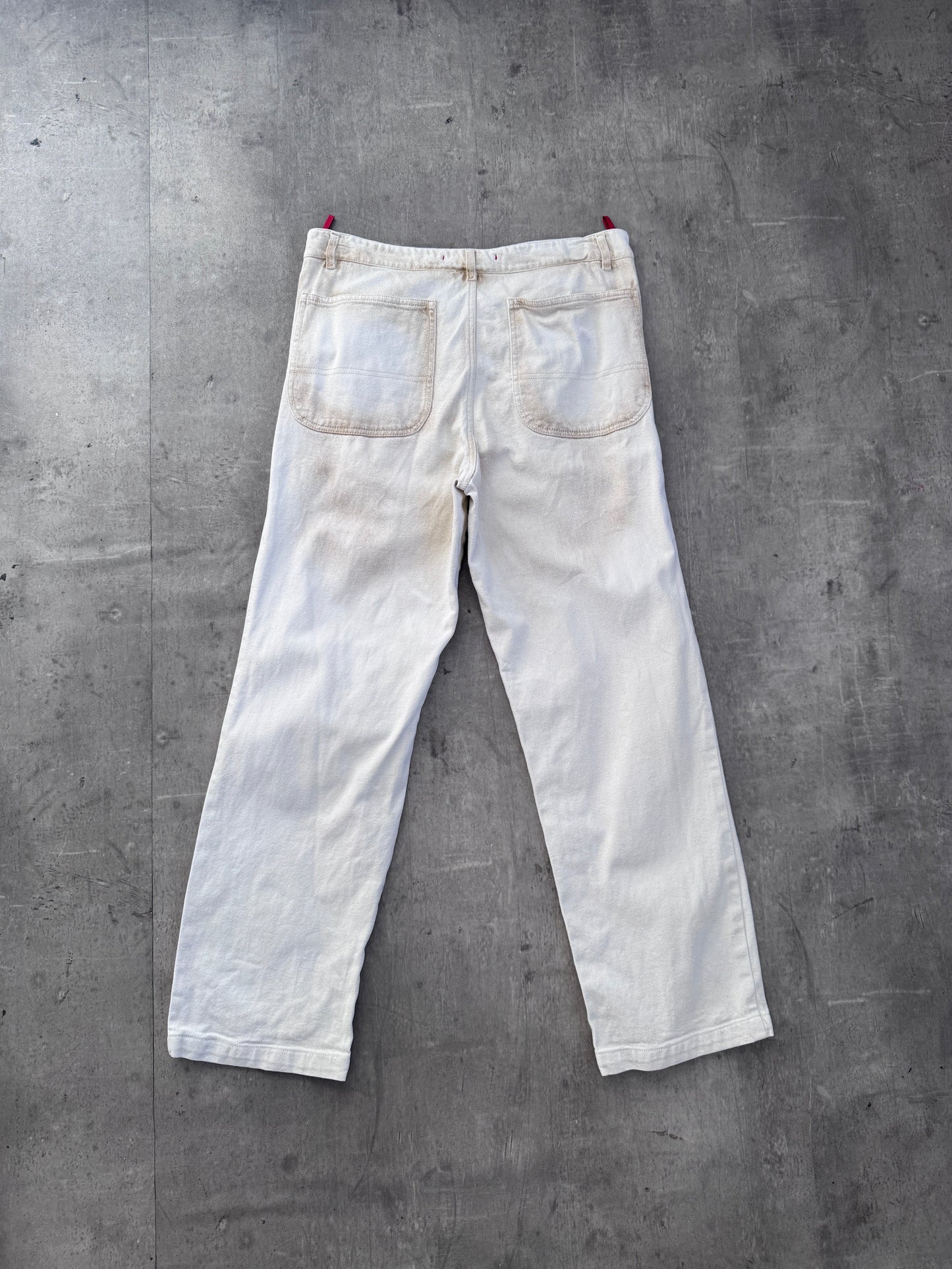 Prada Cream Printed Denim Straight Leg Jeans