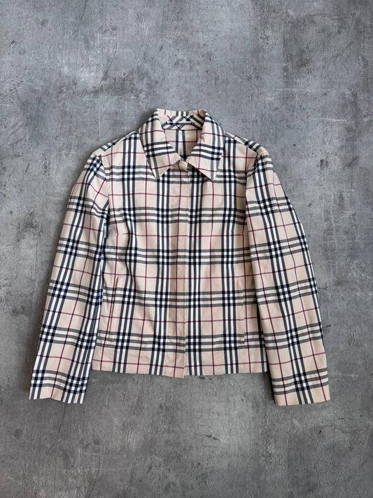 Burberry Beige Nova Check Print Harrington Jacket