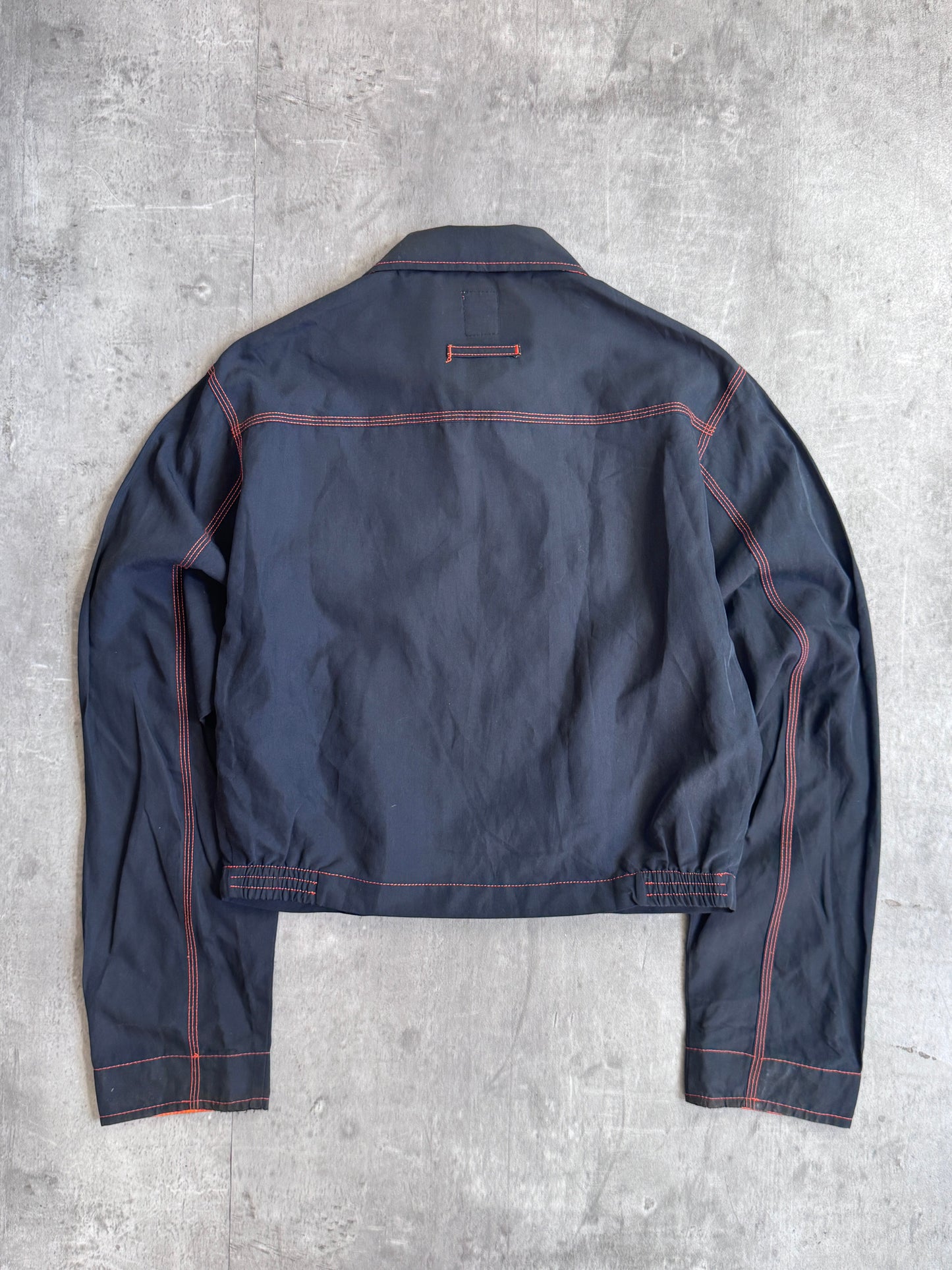 90's Gaultier Jeans Cropped Contrast Stitch Pleated Jacket