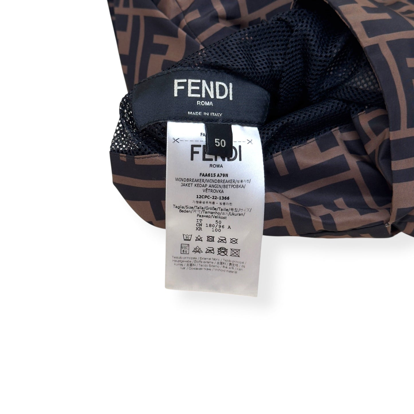 FENDI REVERSIBLE LOGO-PRINT SHELL WINDBREAKER JACKET BROWN 50 / M | Medium, Brown