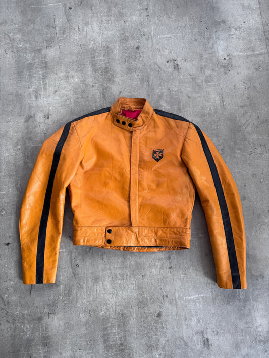 Harrd Orange Leather Motor Jacket
