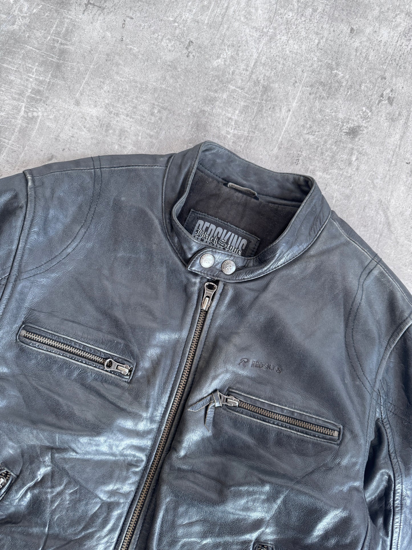 Redskins Black Stone Leather Motor Jacket