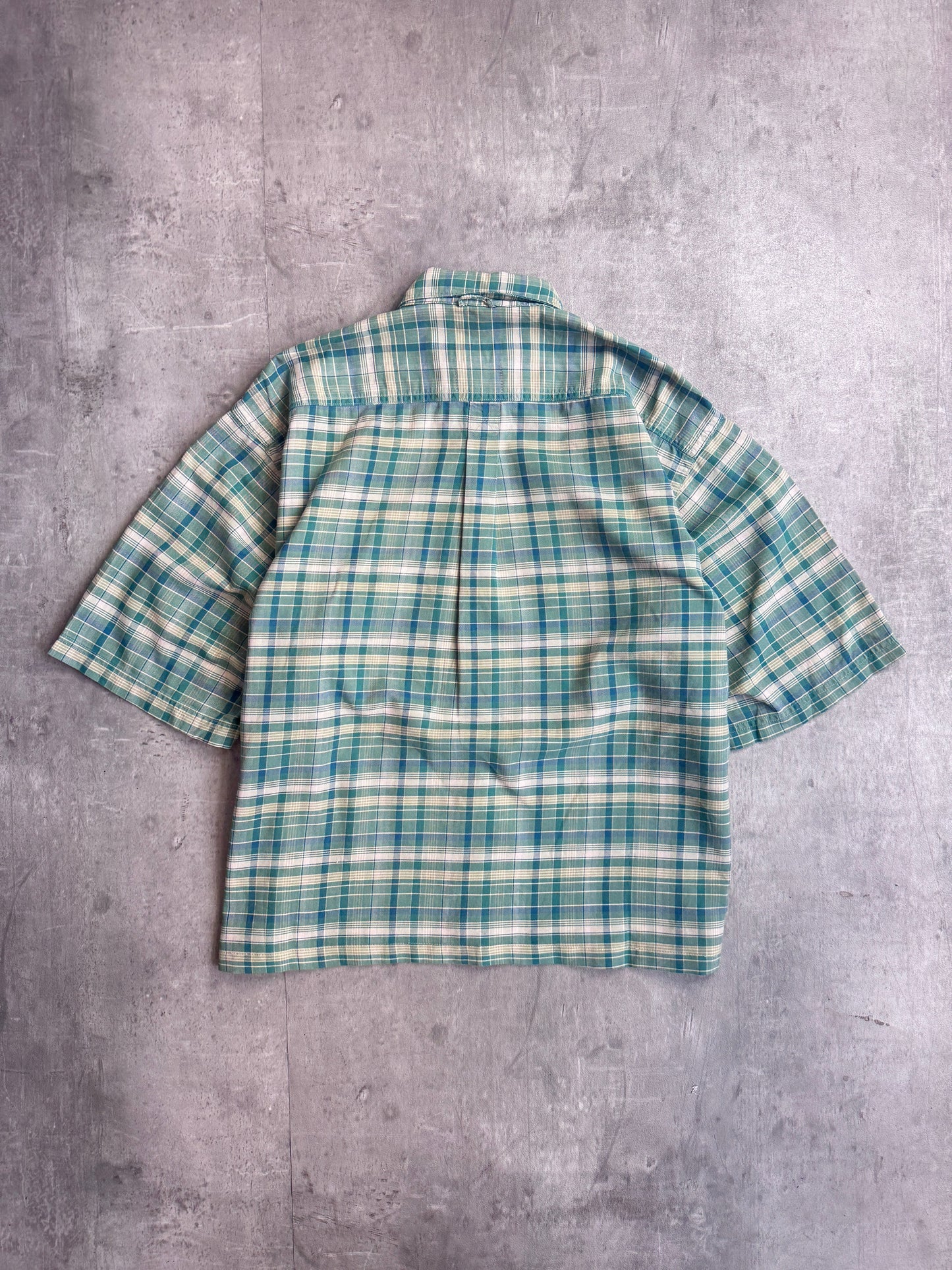 VT Rework : Tutto Passa Check Cropped Reworked Green Shirt