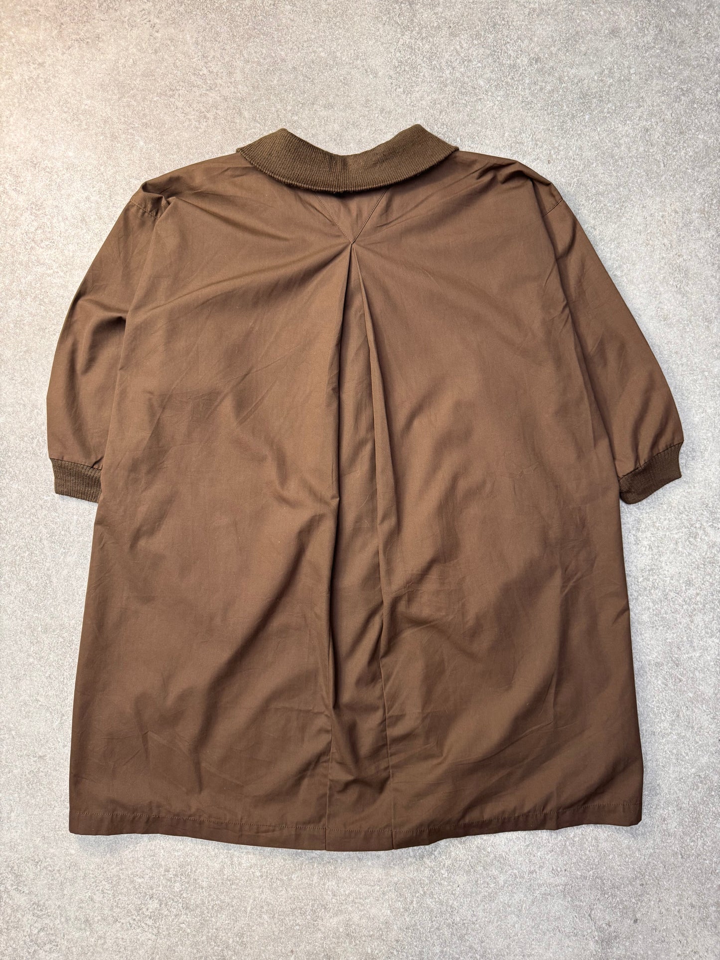 Issey Miyake Oversized Printed Logo Brown Mid-Length Jacket