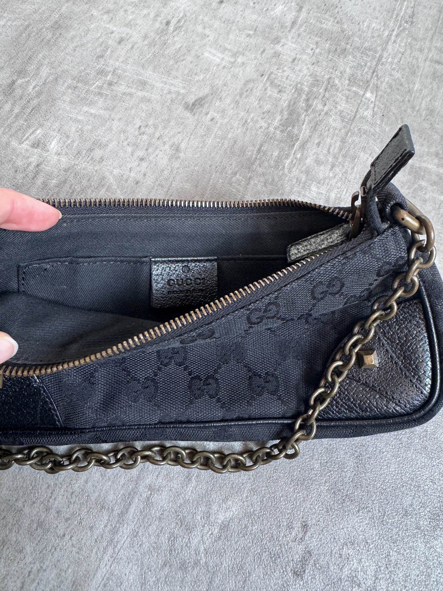 Gucci Horesbit Chain Monogram Black Shoulder Bag