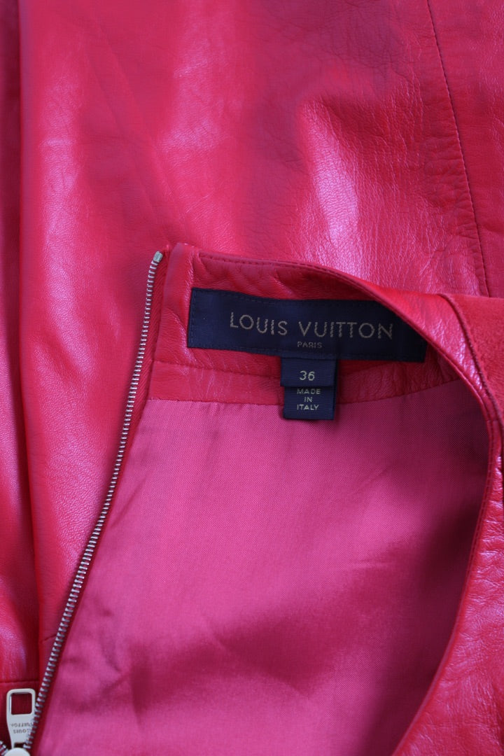 Louis Vuitton Leather Mini Dress Red 8 | Default Title, Gold