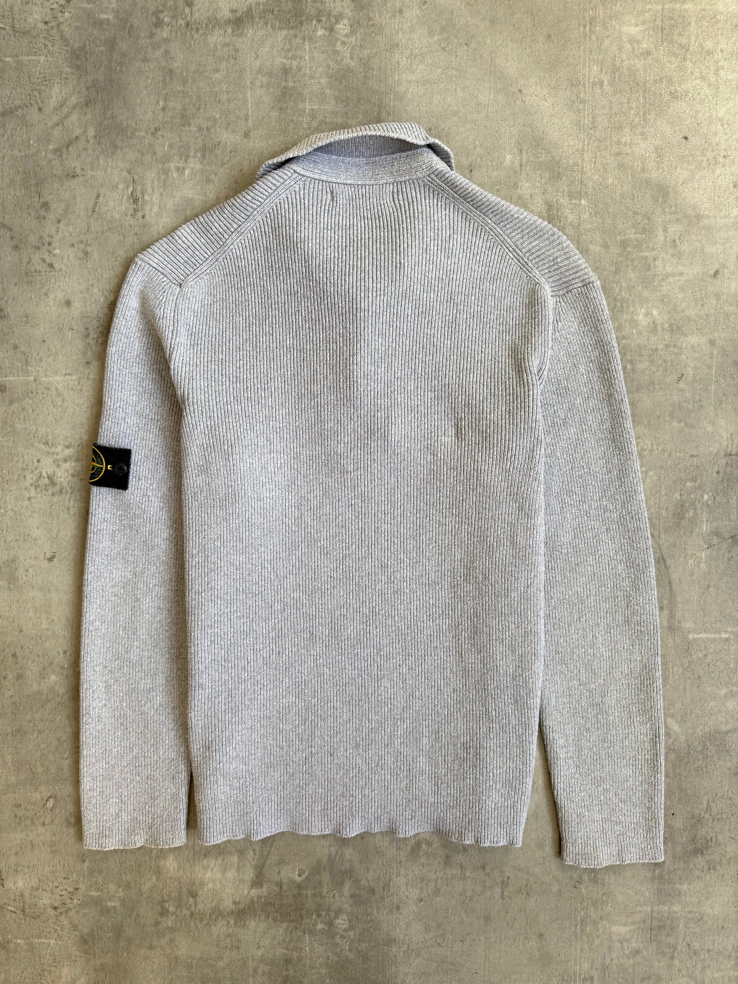 A/W 2009 Stone Island Ribbed Knit 1/4 Zip Grey Sweater