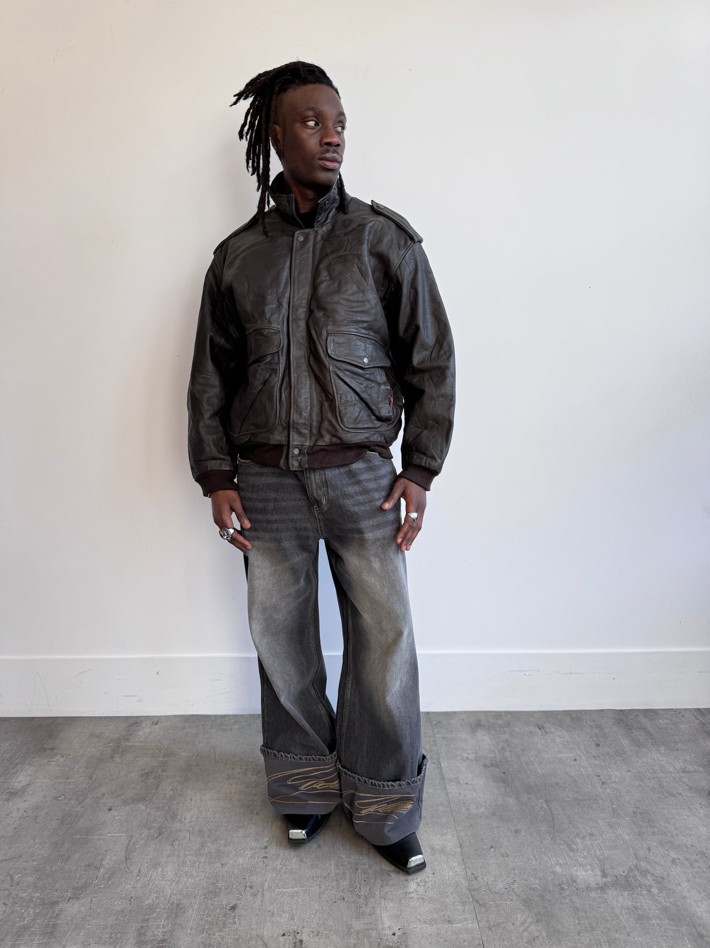 Censured Distressed Finish Brown Sheeps Leather Bomber