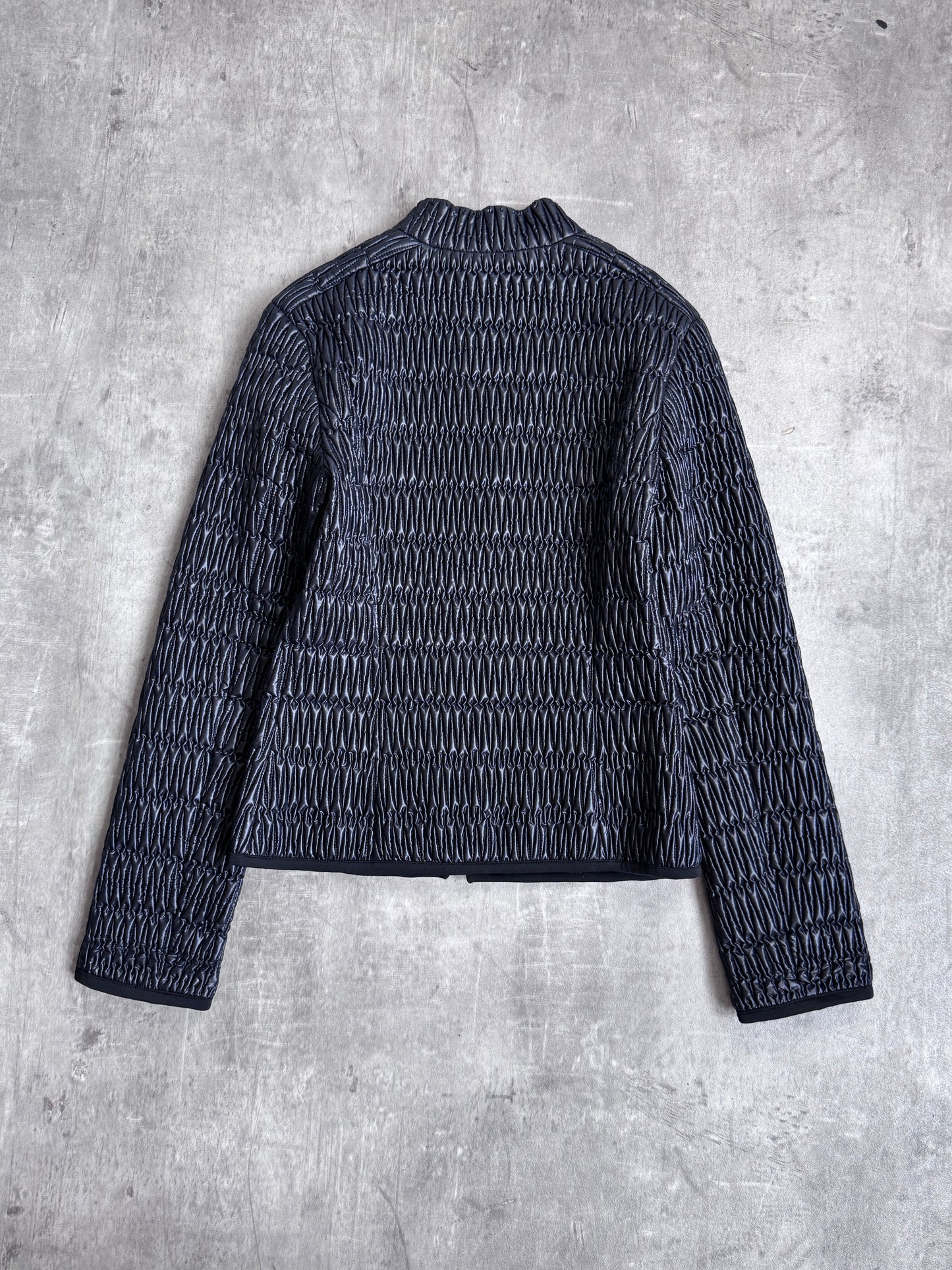 Prada Shirred Nylon Black Lightweight Puffer