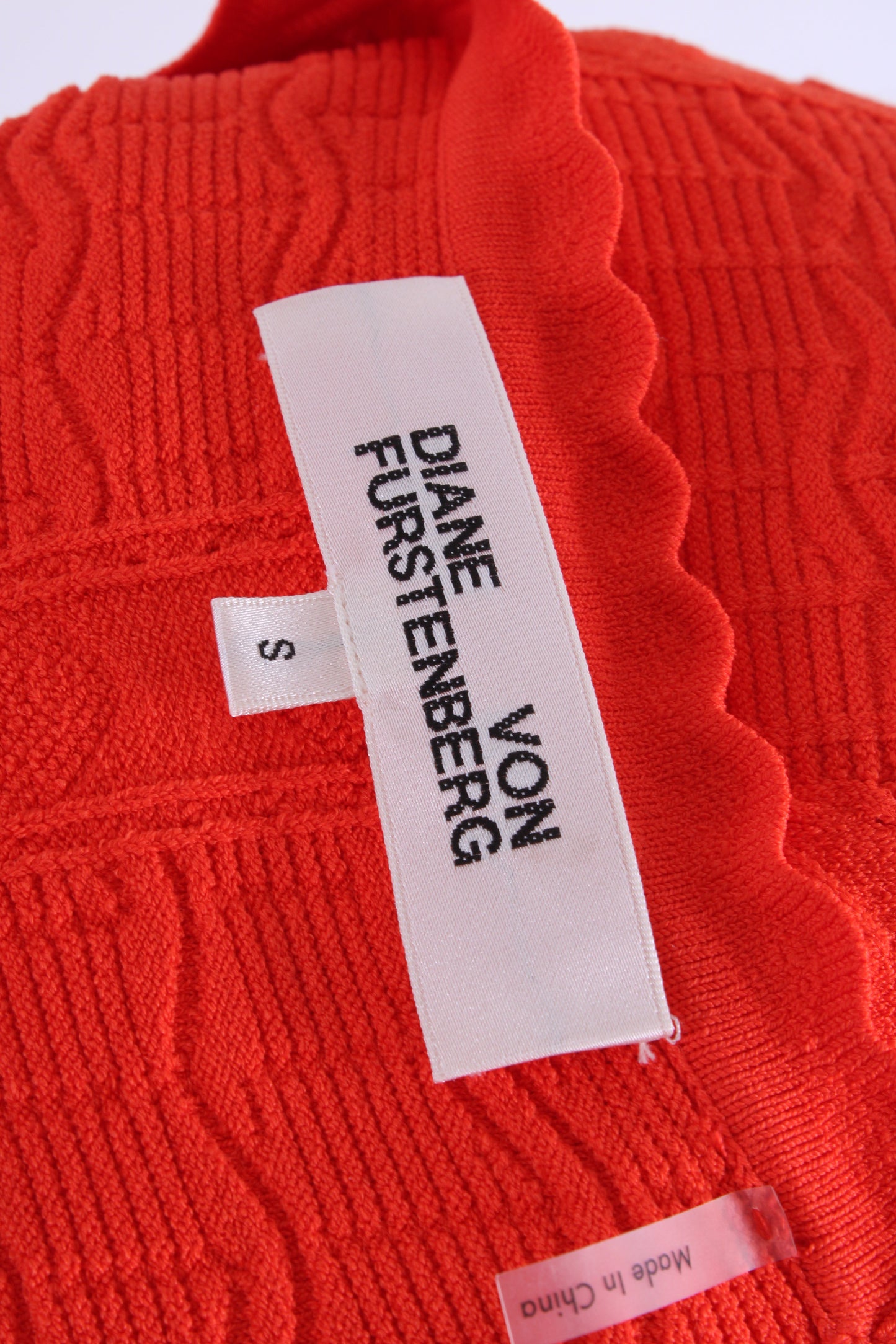 Diane Von Furstenberg S/S Knit Rib Dress Orange S | Small, Orange