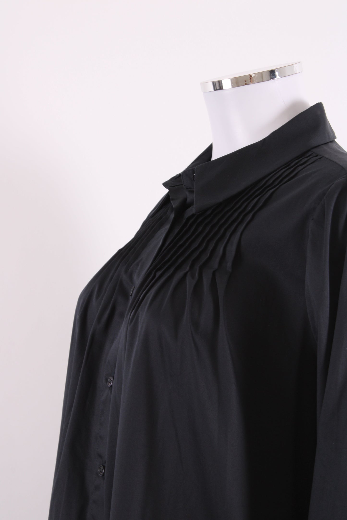 Levete Room L/S Pleated Shirt Tunic Dress Black M | Medium, Black