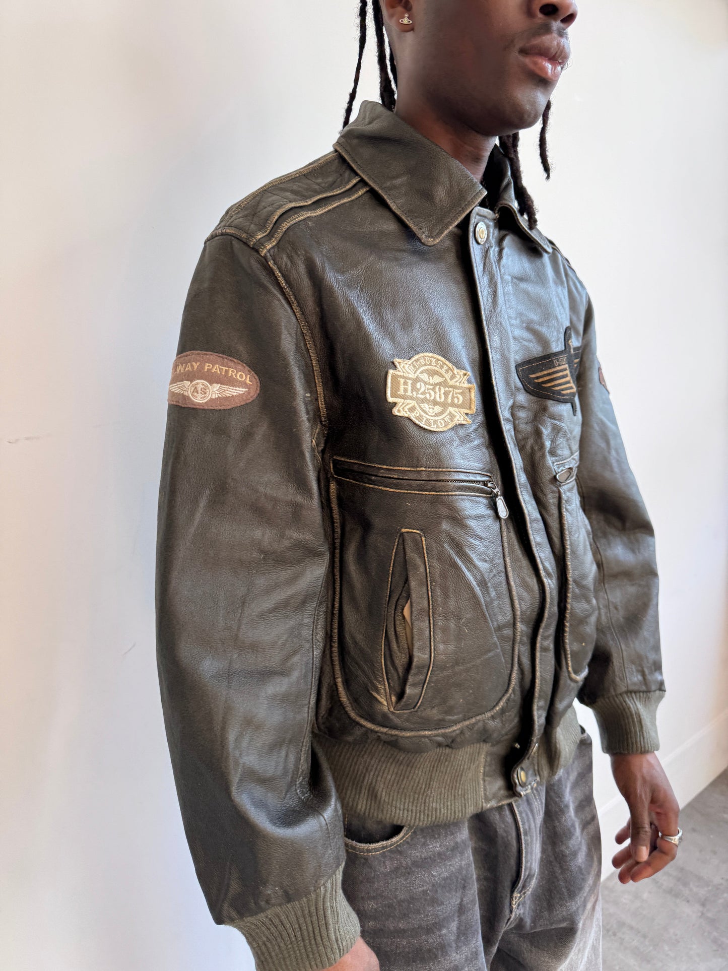 Enjoy Sportwear 1980's Black Draft Leather Bomber (SOLD AS SEEN)