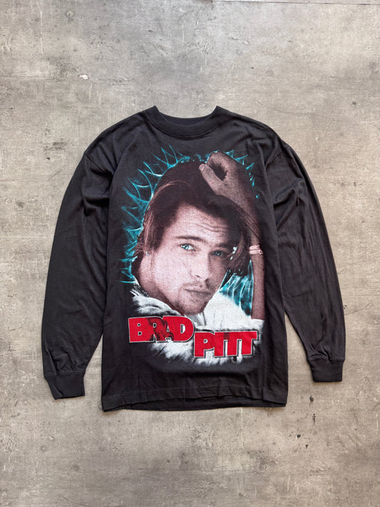 1990's Brad Pitt Movie Wrap Graphic LS Tee | Large, Black