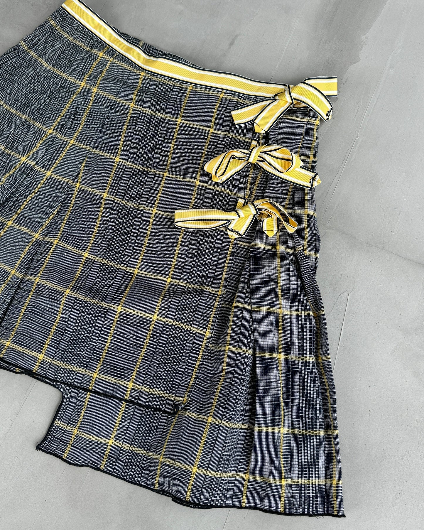 ANNA SUI SAMPLE PLAID & BOW ASYMMETRIC WRAP SKIRT - S | Small, Multicoloured