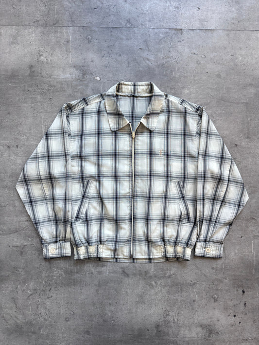 Yves Saint Laurent Monochrome Check Linen Harrington | Large, Multicoloured