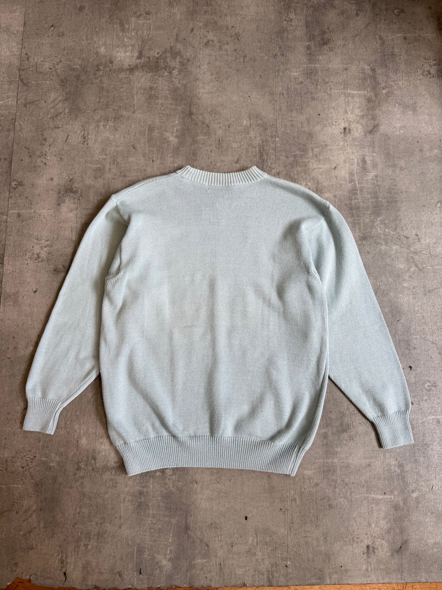 Burberry Powder Blue Embossed Logo Knit Sweater