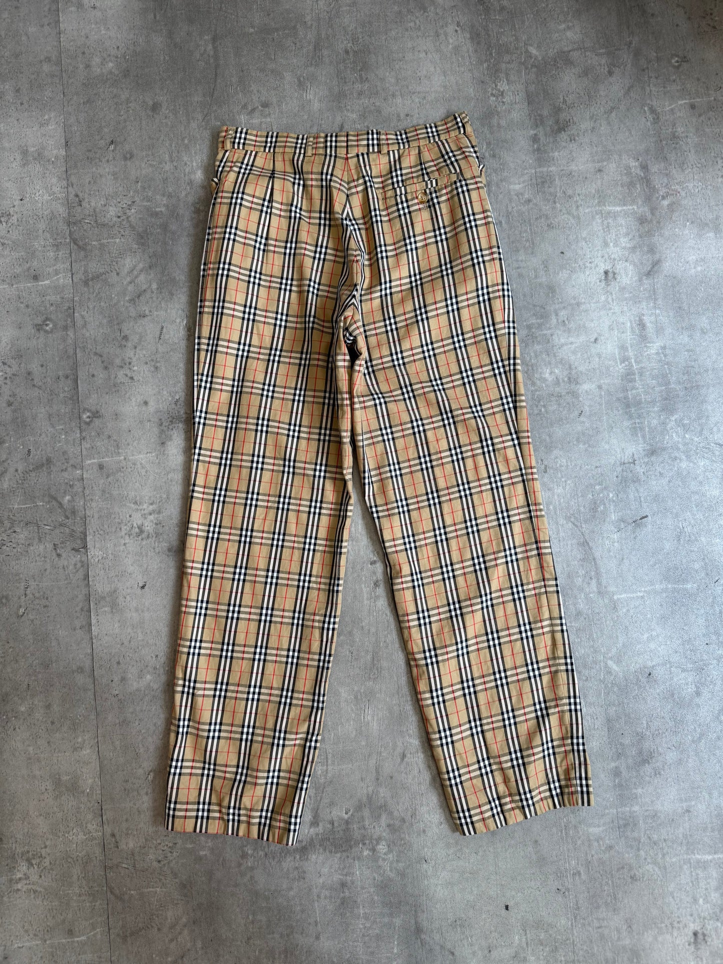 1980s Burberry Nova Check Print Tailored Trousers