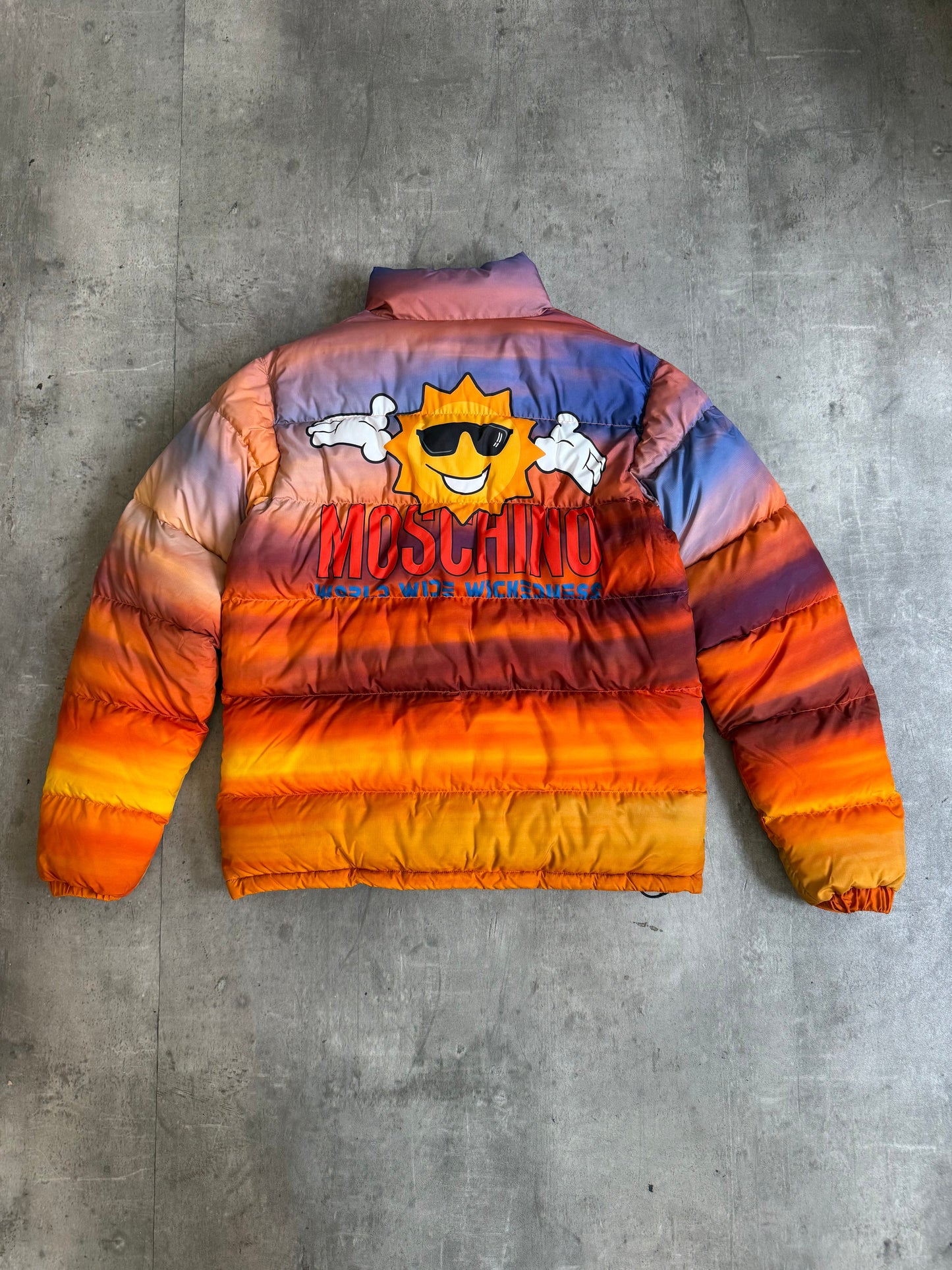 F/W 2020 Palace x Moschino Ombre Sunset Puffer Jacket