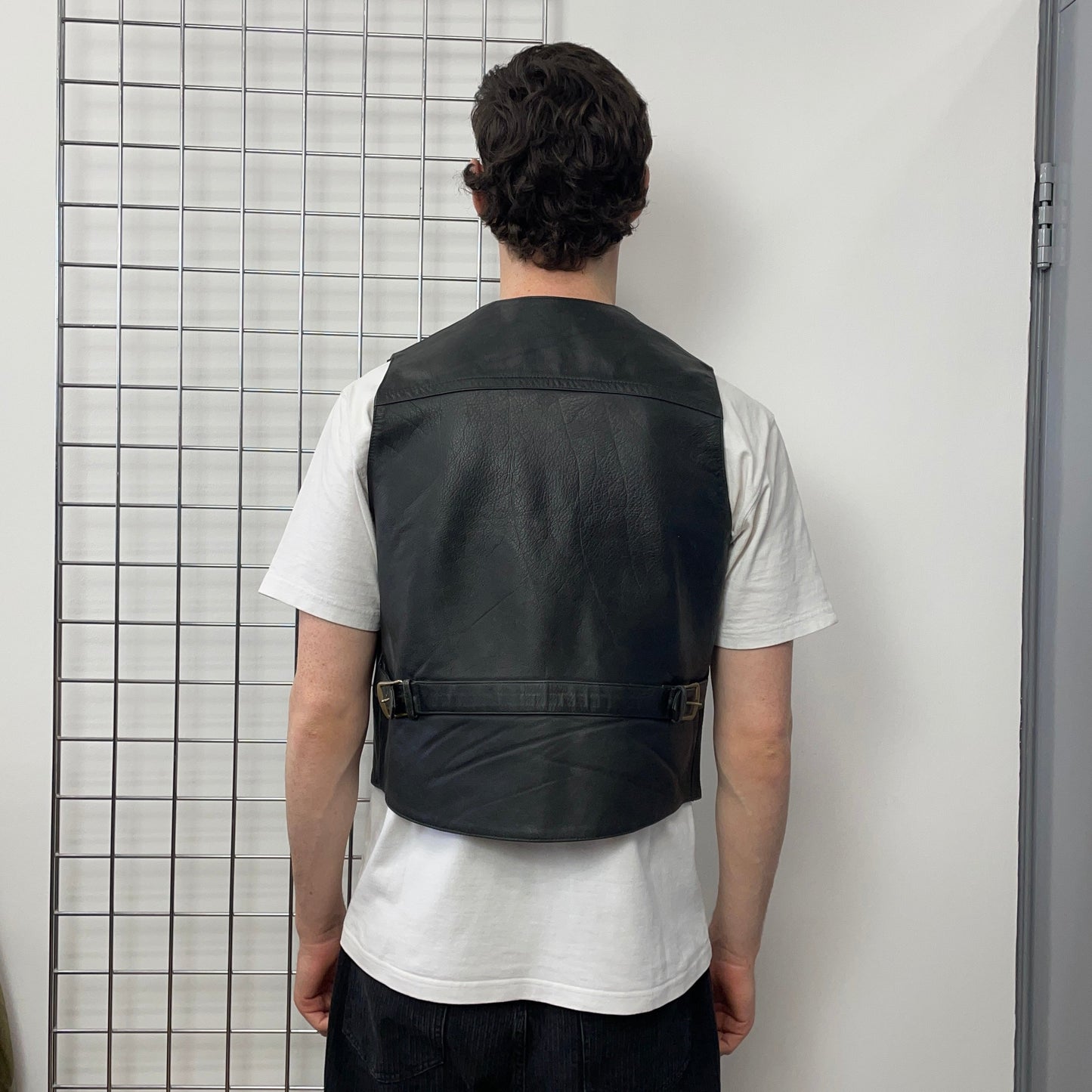 Emporio Armani Black 90s Leather Vest | Medium, Black