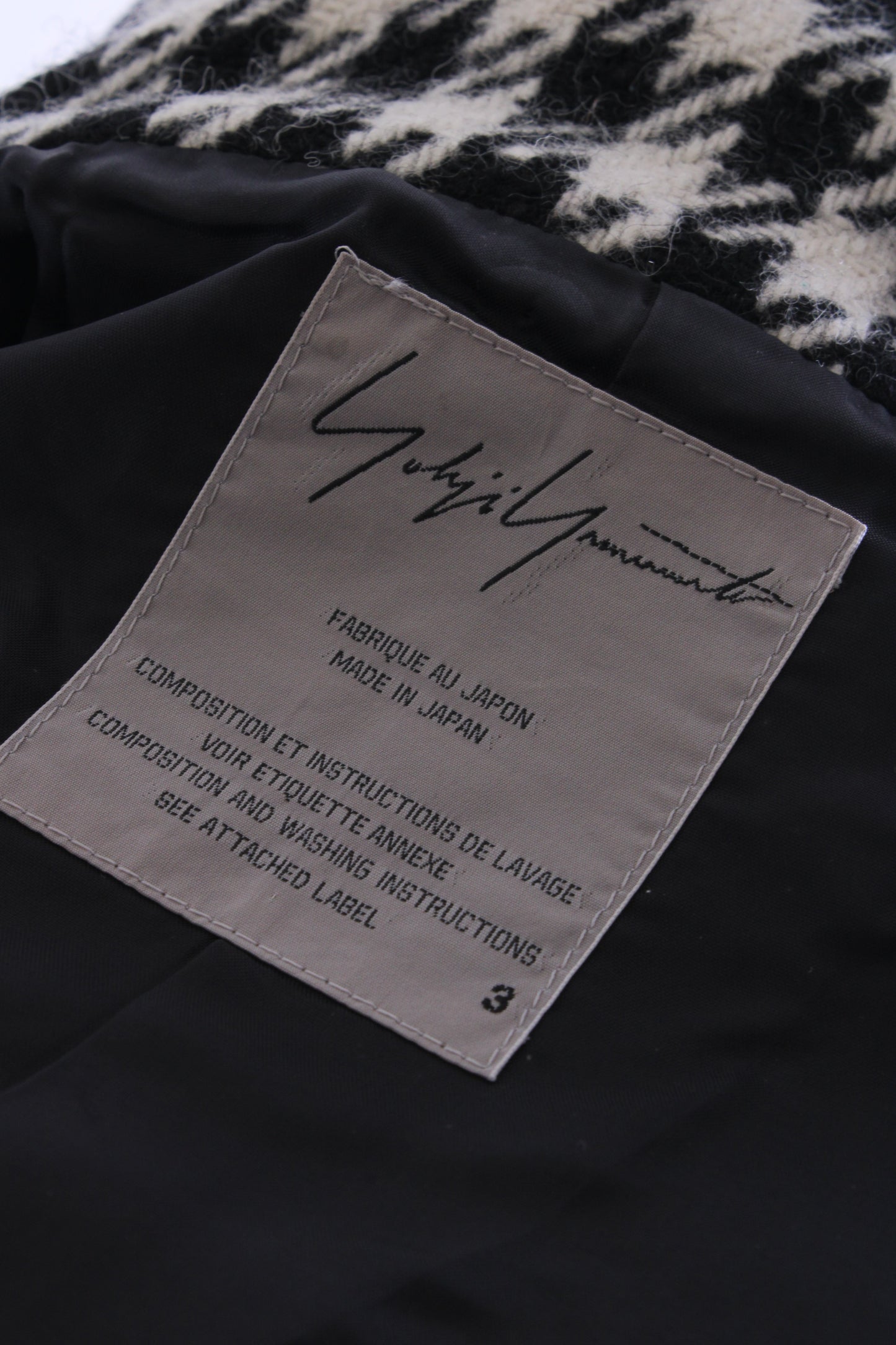 Yohji Yamamoto Houndstooth Jacket Black/ White M | Medium, Multicoloured