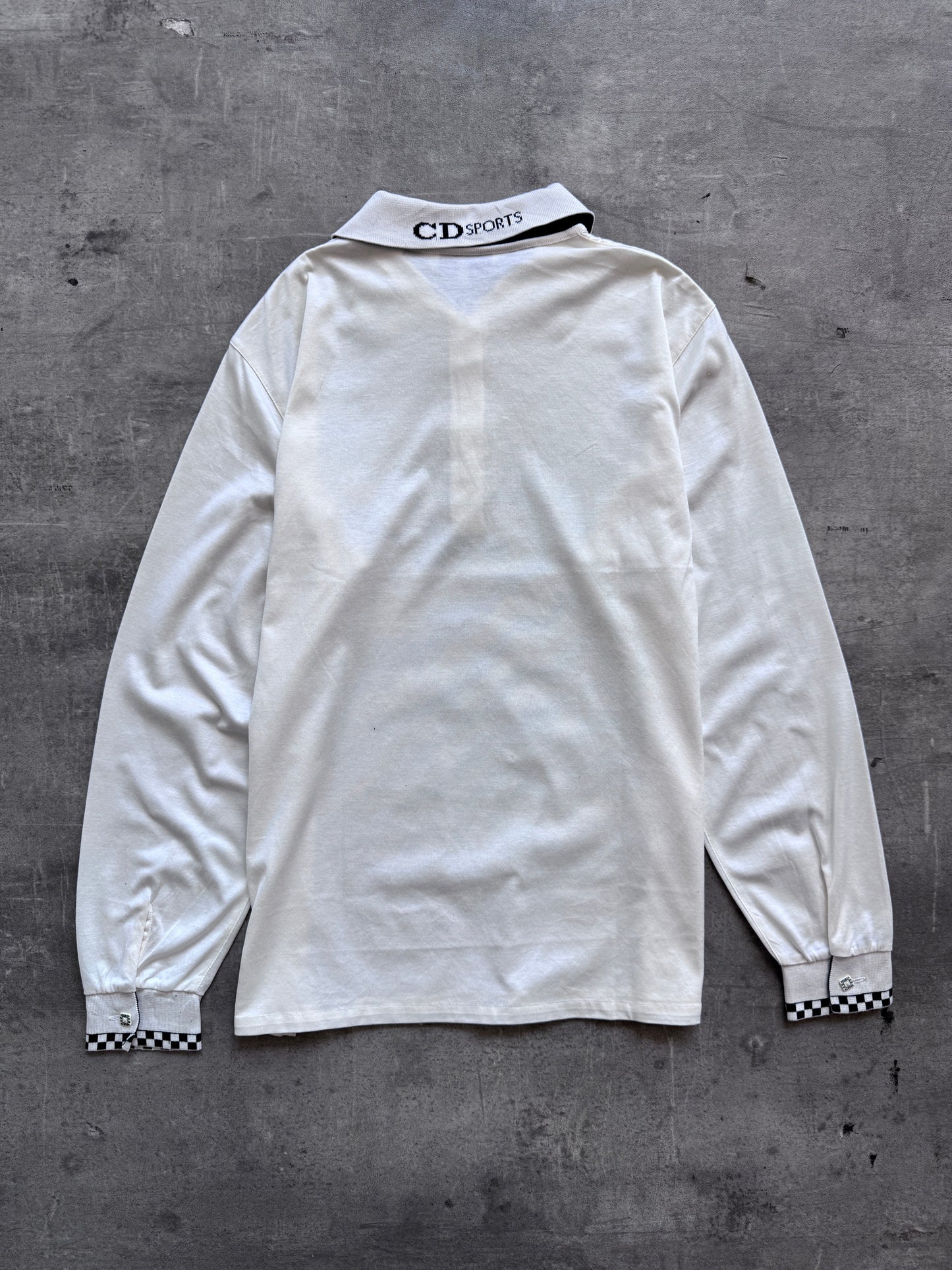 Christian Dior Logo Collar LS Polo Shirt | Medium, White